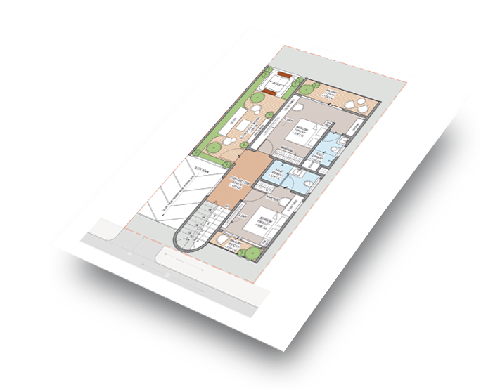 a floorplan of the first floor of the west-facing villa
